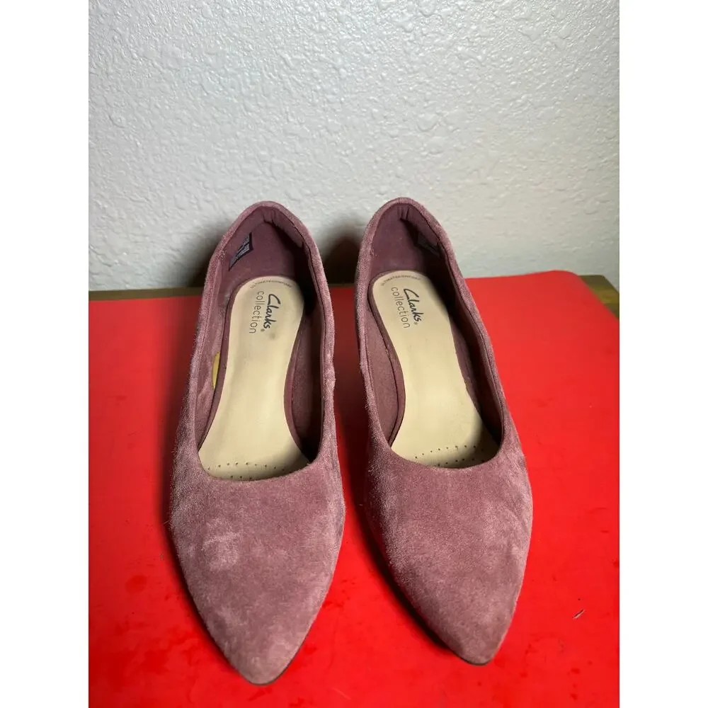 Clarks Heels Ultimate Comfort Collection Suede Blush Pink Women’s Size 8 Shoes